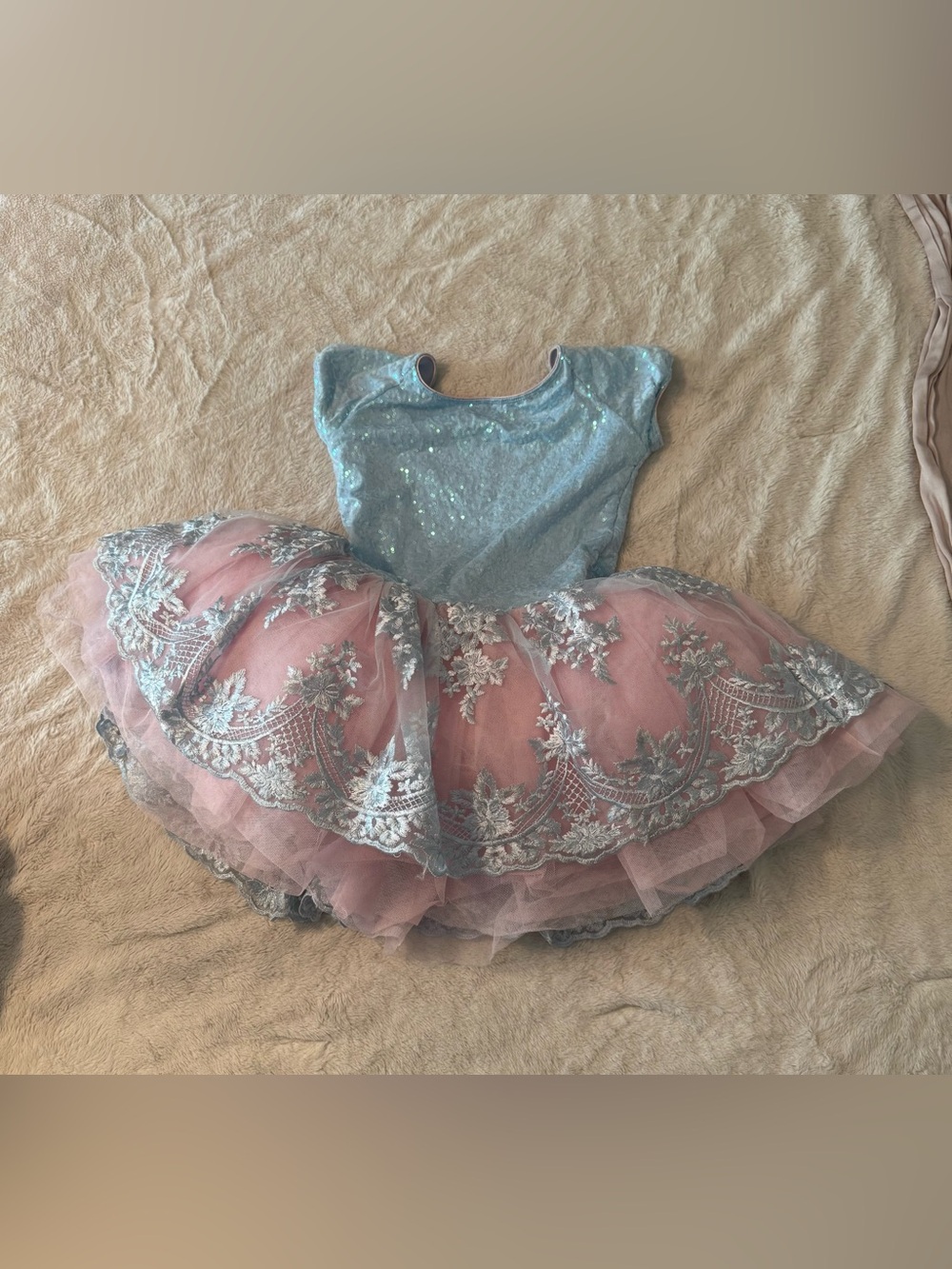 Revolution Blue Sequin Bodice with Pink Tulle & Silver Lace Tutu